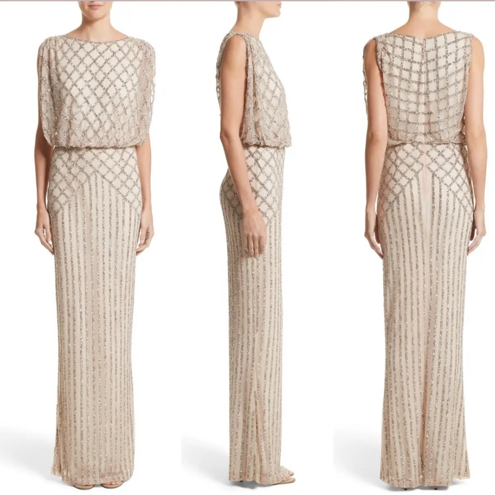 Rachel Gilbert - Yuliya Embellished Gown in Powder